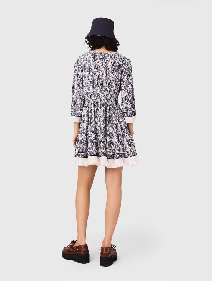 Plissiertes Kleid mit Print