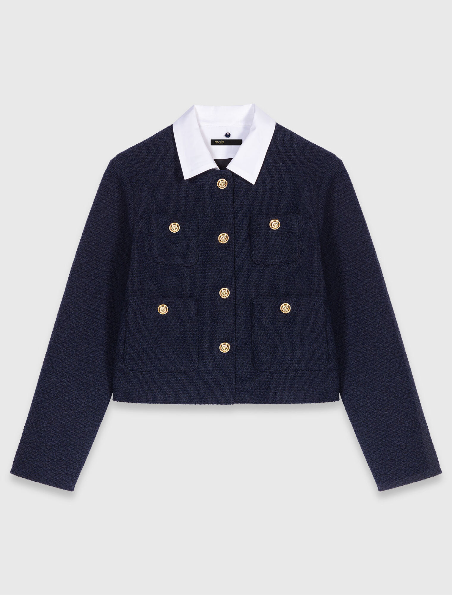 Kurze Tweed-Jacke, Kragen abnehmbar