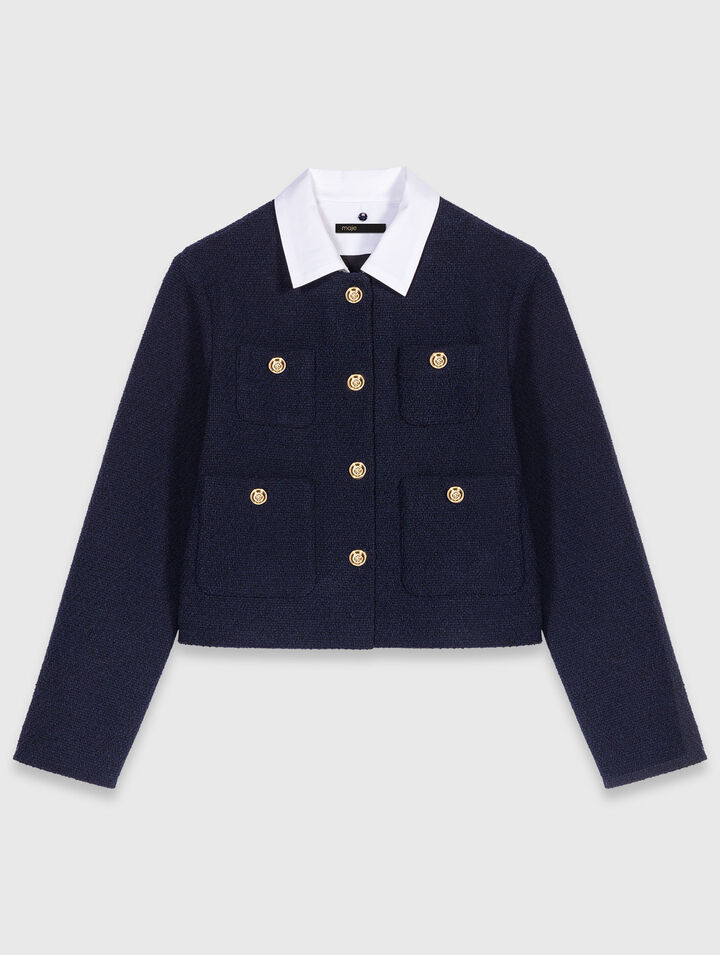 Kurze Tweed-Jacke, Kragen abnehmbar