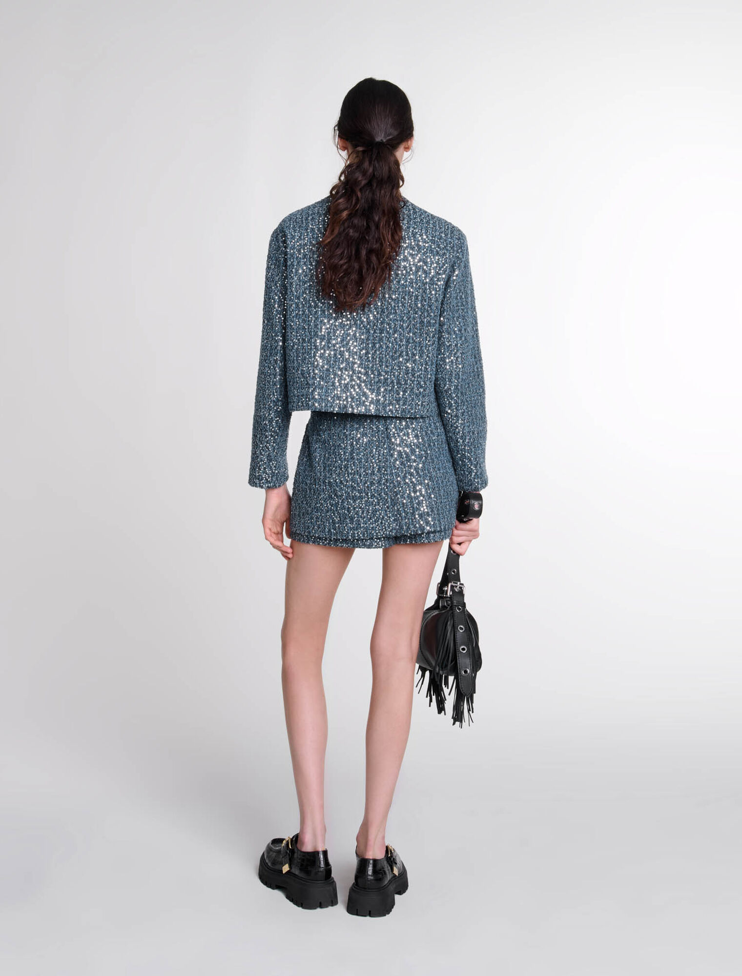 Tweed-Jacke mit Pailletten