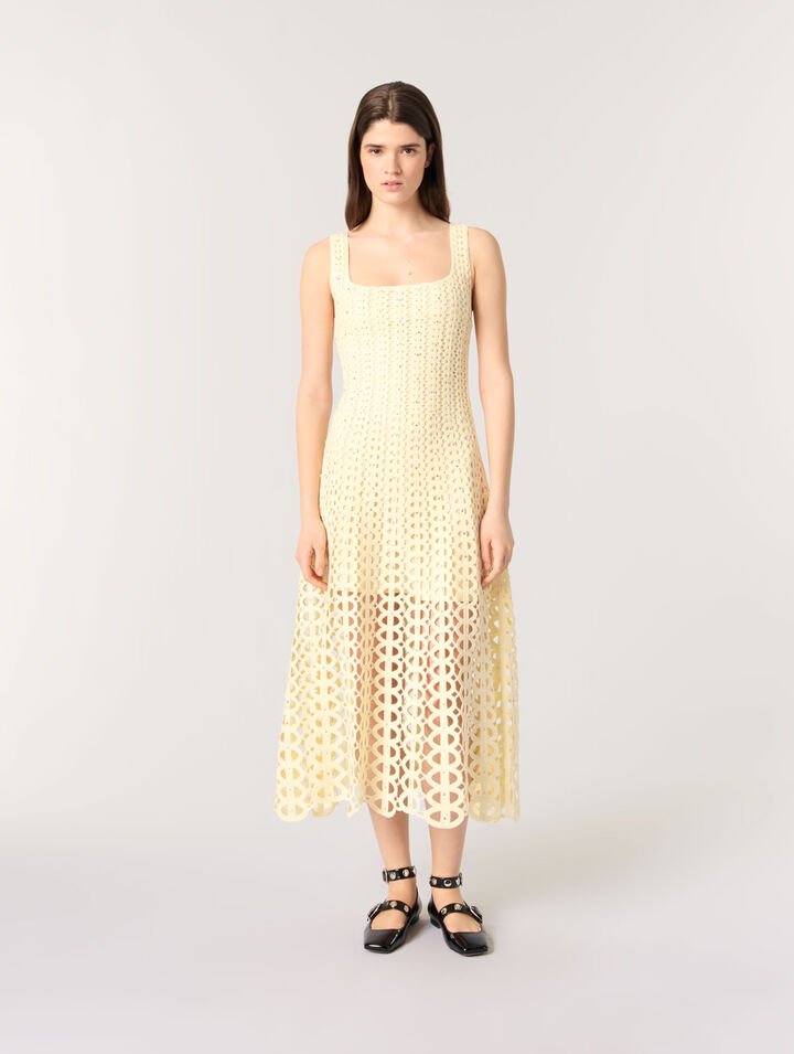 Midi-Häkelkleid mit Strass