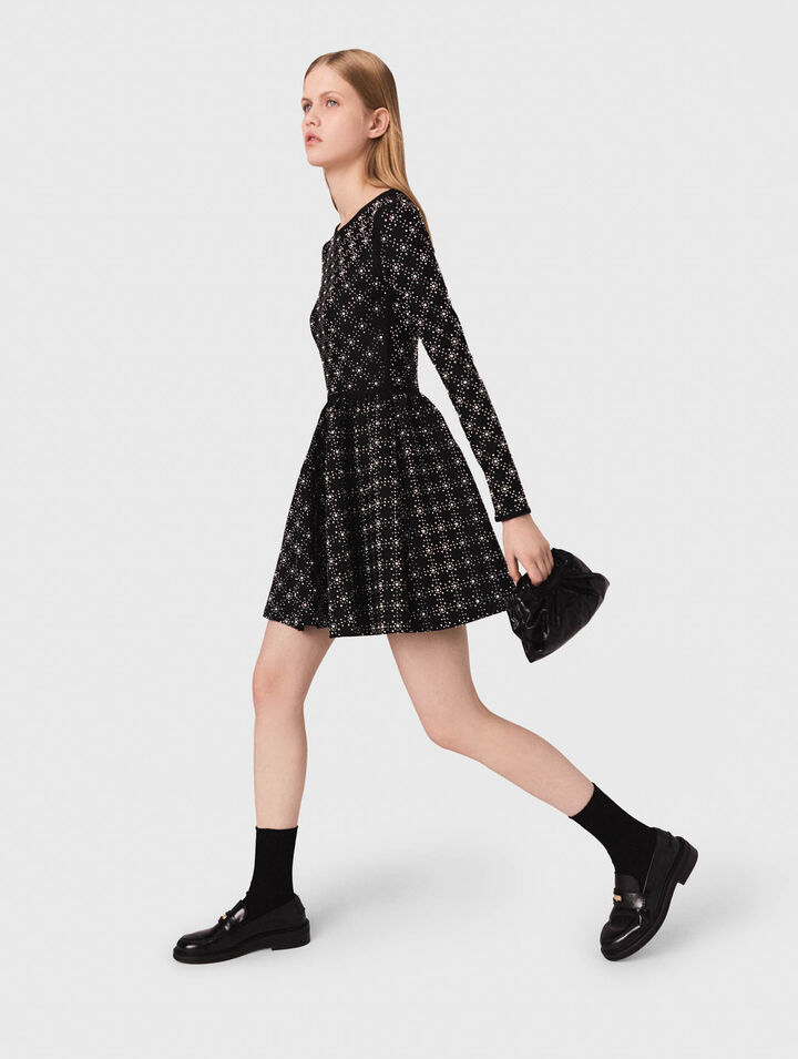 Skaterkleid mit Perlen und Strass