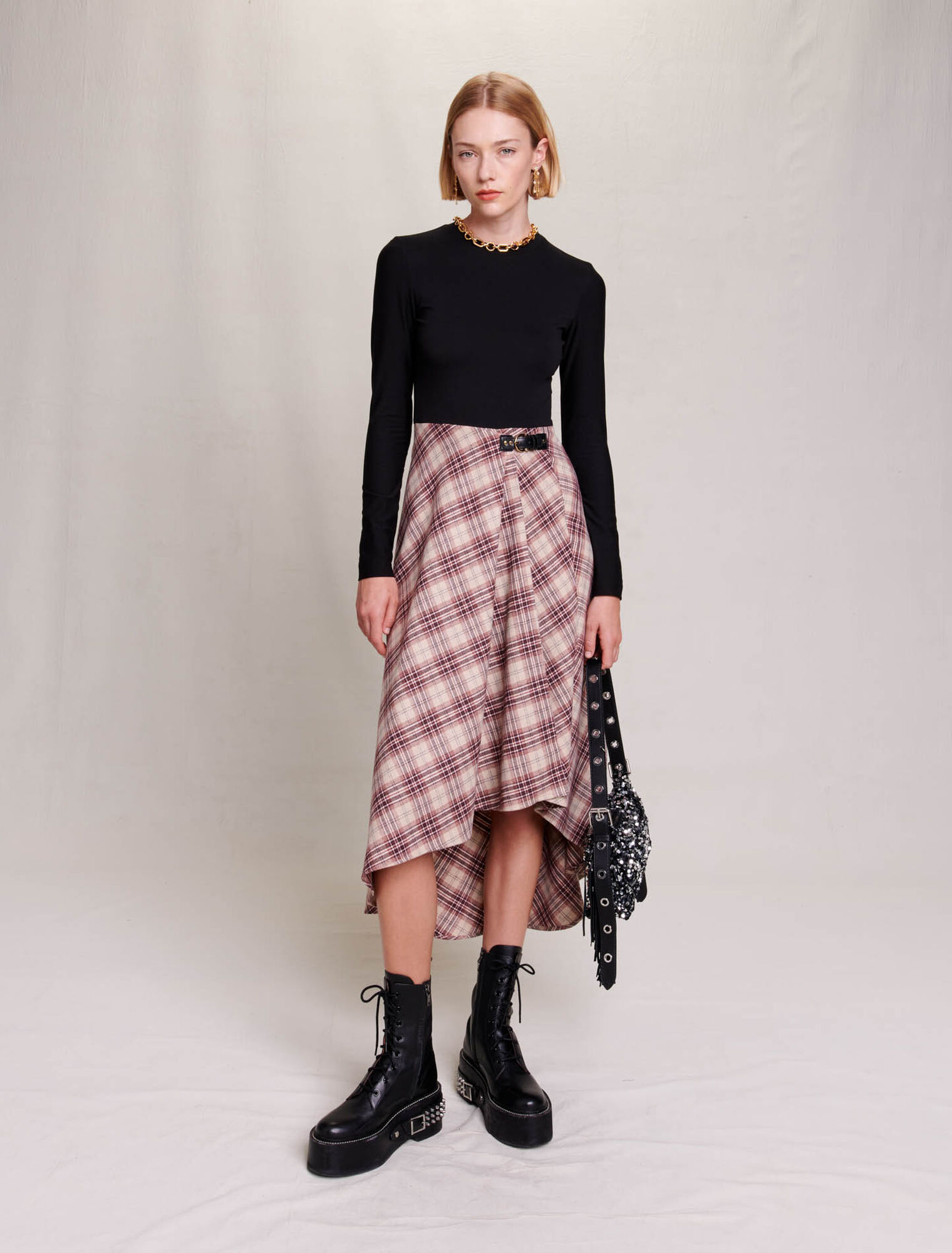 Asymmetrisches Flanellkleid