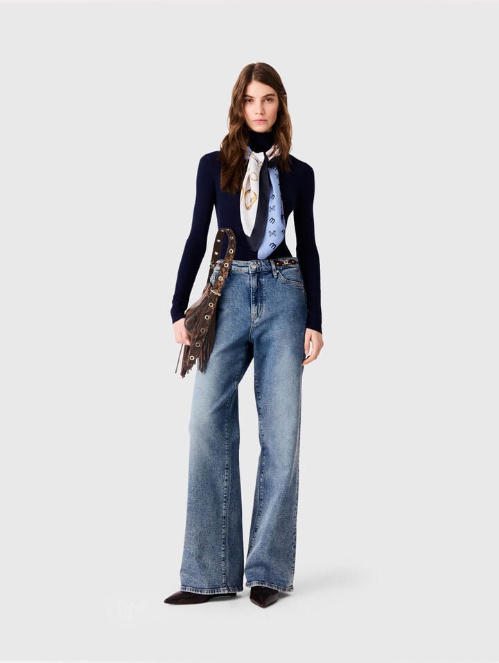 Weite Jeans mit Lederschnallen