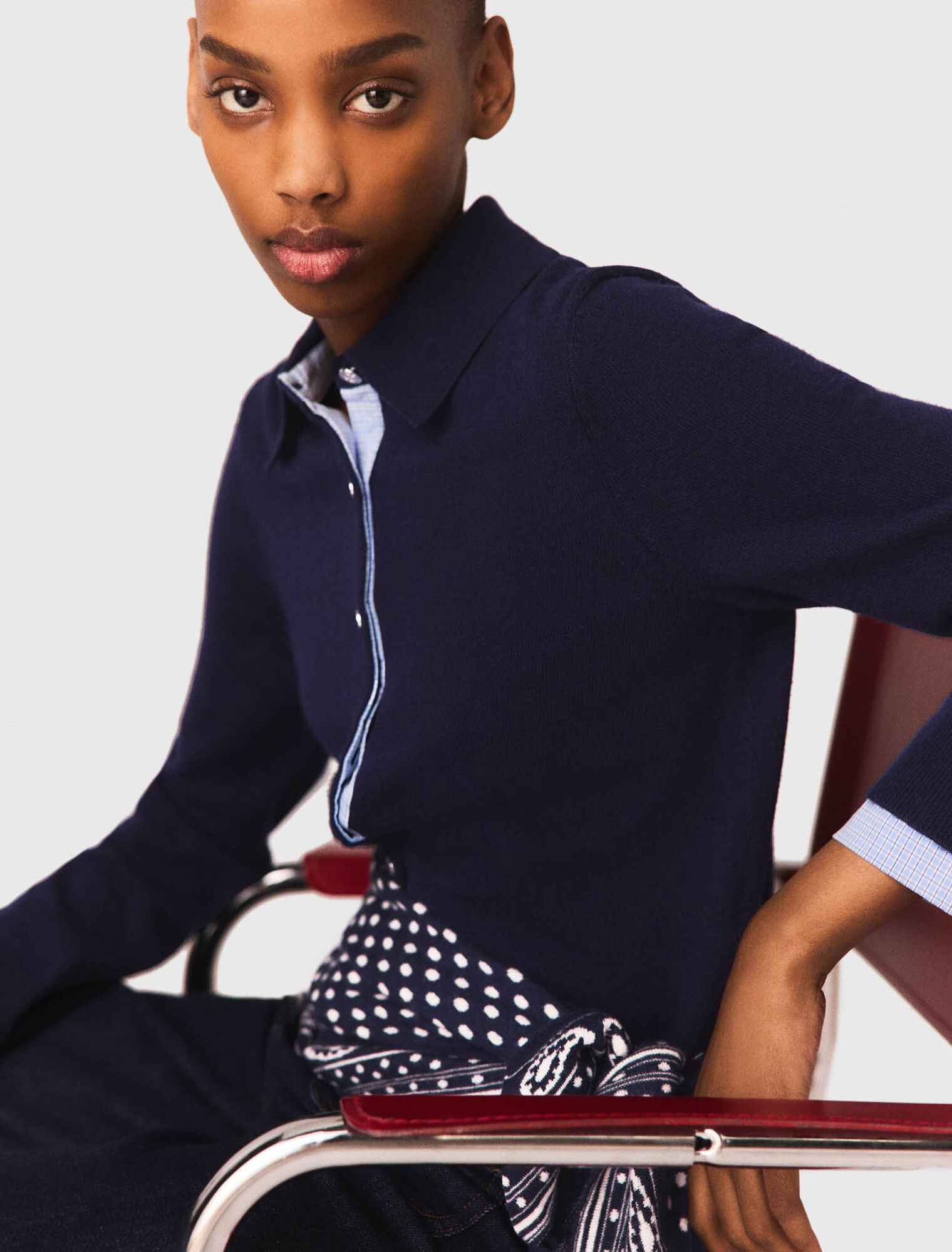 Polo-Cardigan mit Abnehm-Teilen