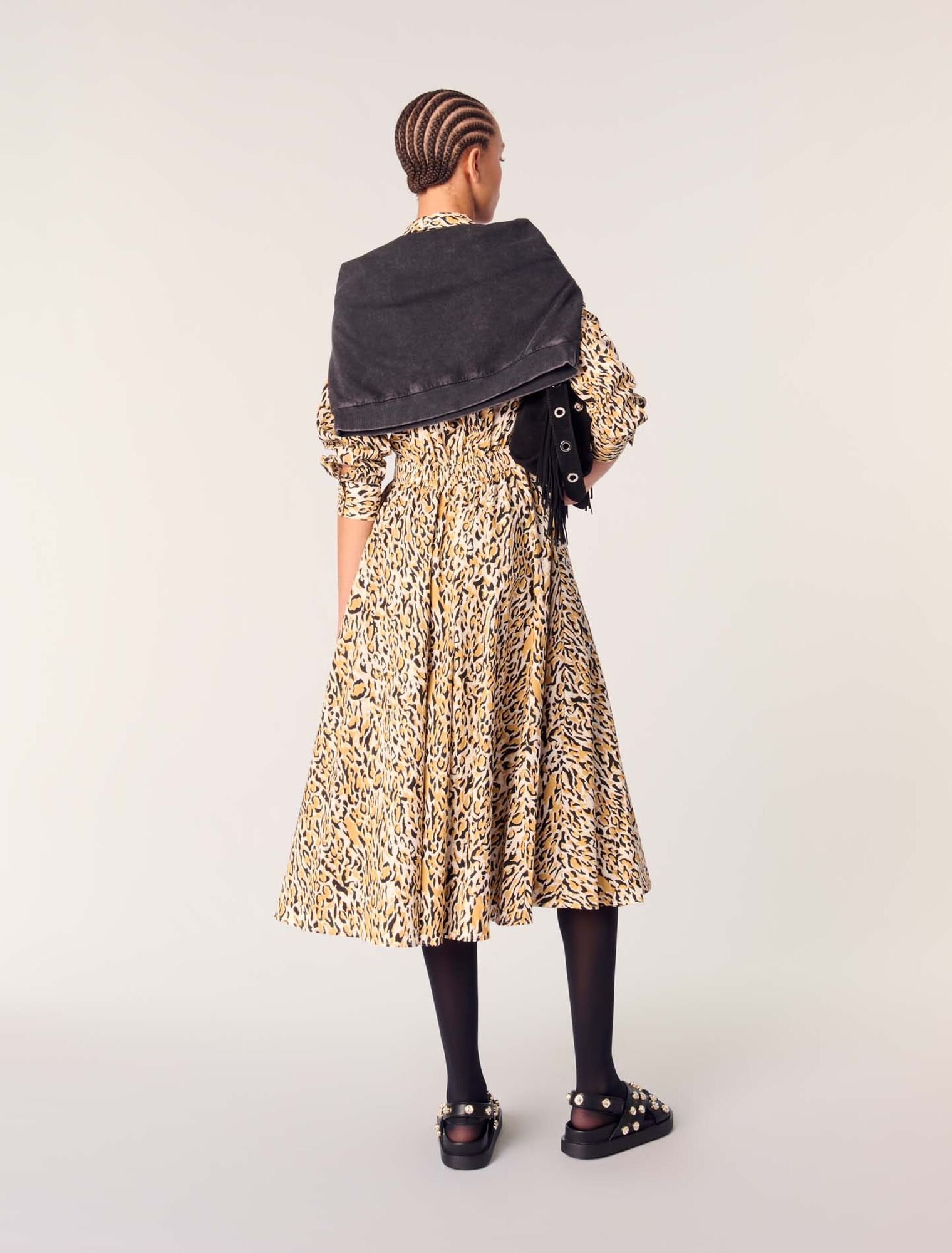 Midi-Kleid mit Leoparden-Print