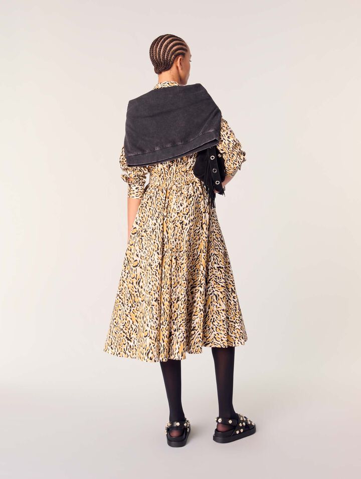 Midi-Kleid mit Leoparden-Print