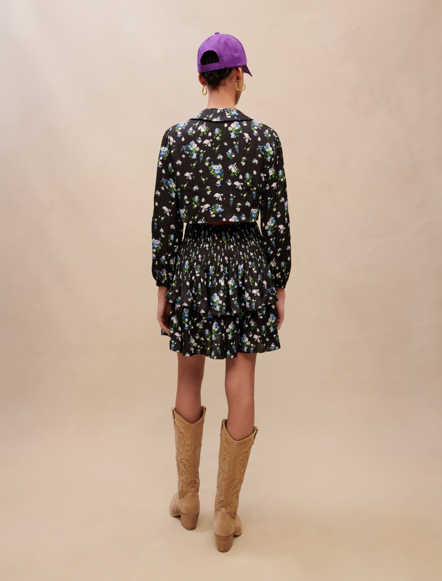 Gesmoktes Kleid mit Blumen-Print
