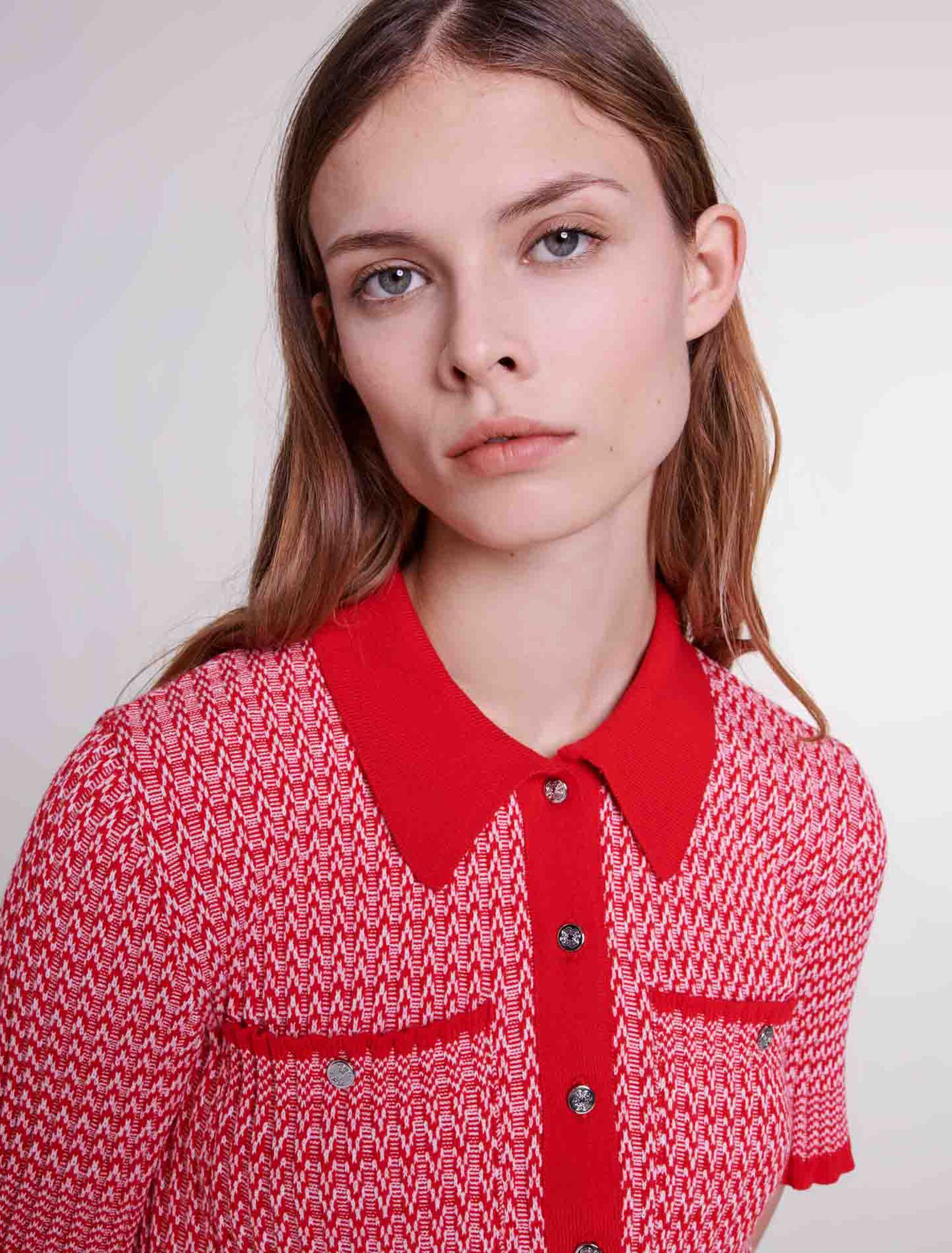 Kurzes Poloshirt Fischgrätenmuster