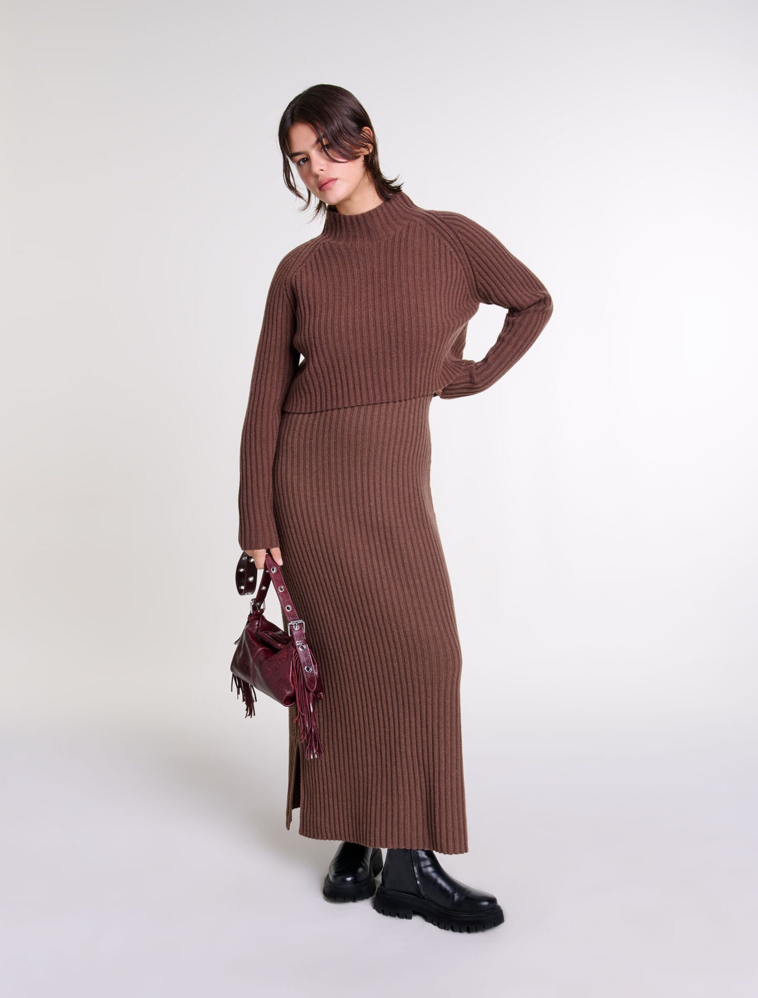 Langes 2-in-1 Kleid aus Wolle