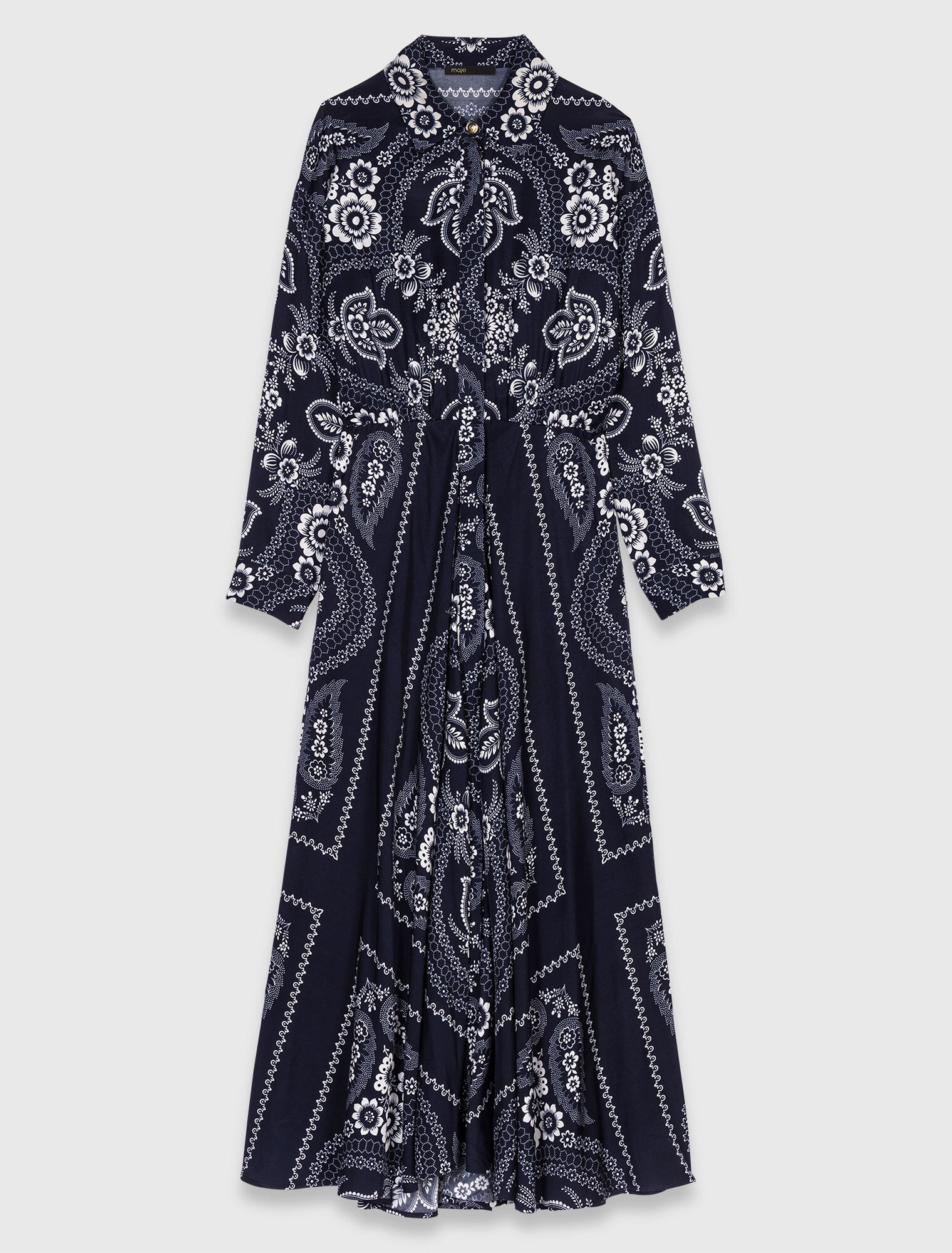 Langes fließendes Kleid mit Print