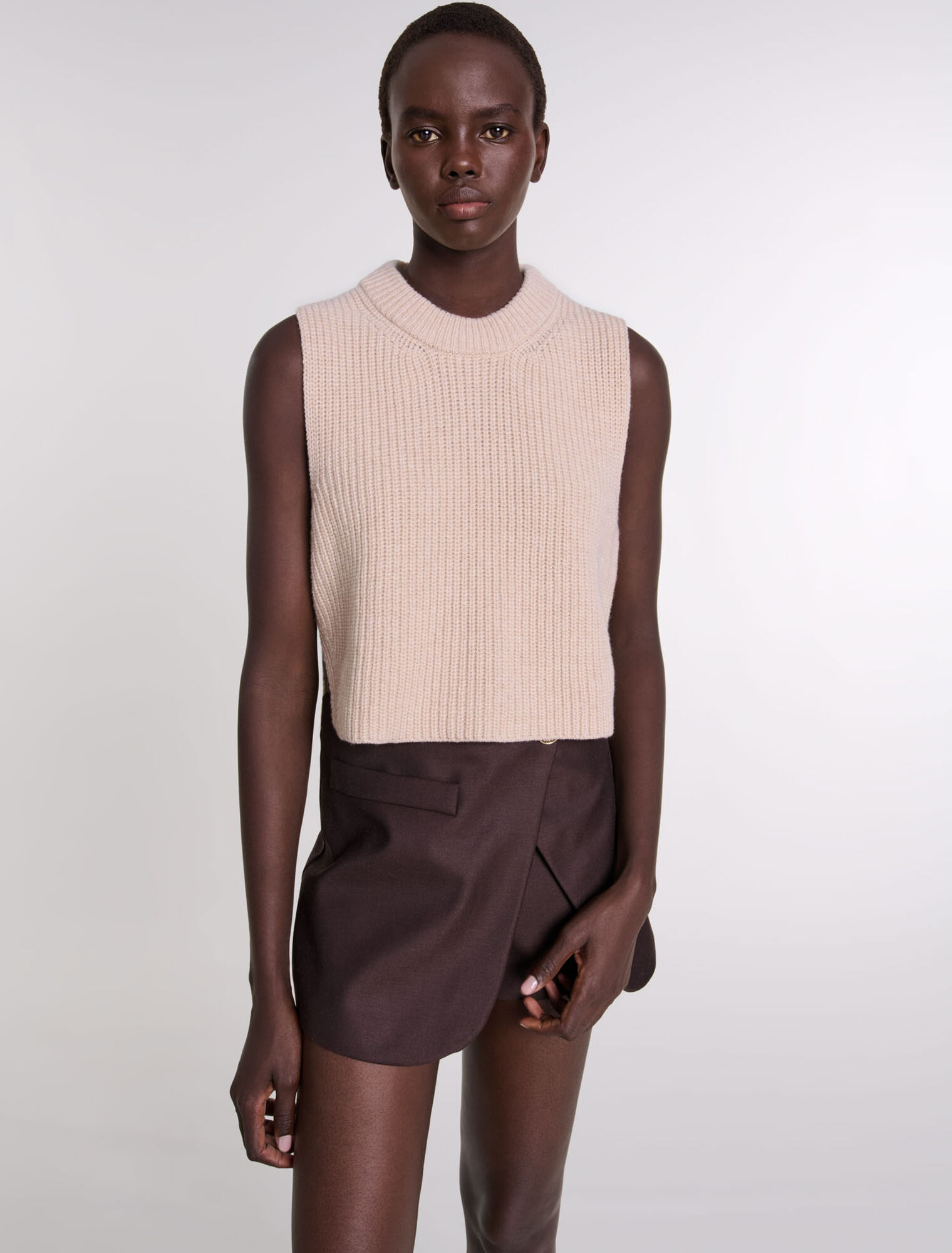 Ärmelloser Wollpullover