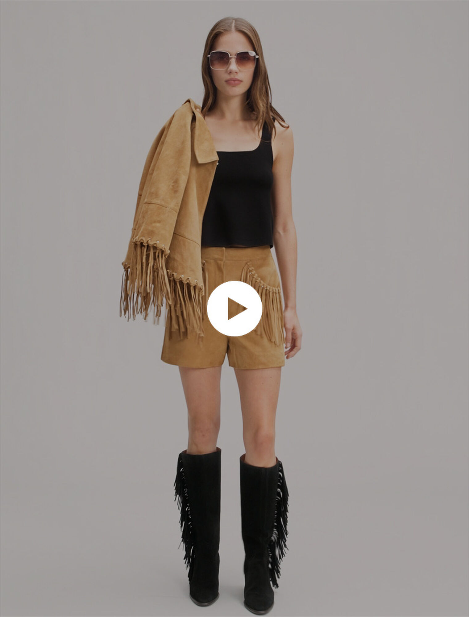 Shorts mit Fransen aus Nubuk