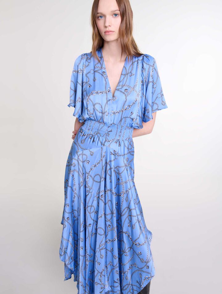 Langes bedrucktes Kleid