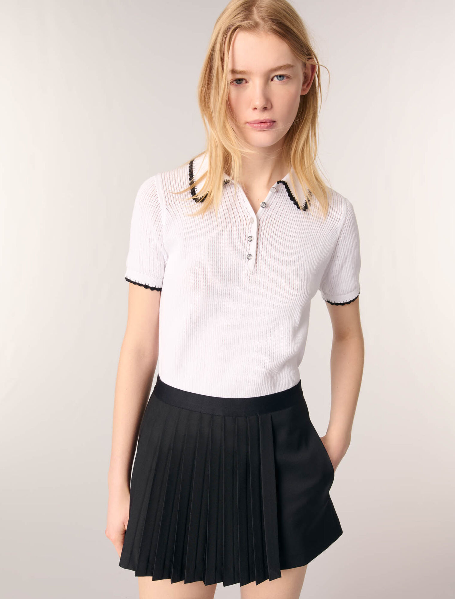 Gerade, plissierte Shorts