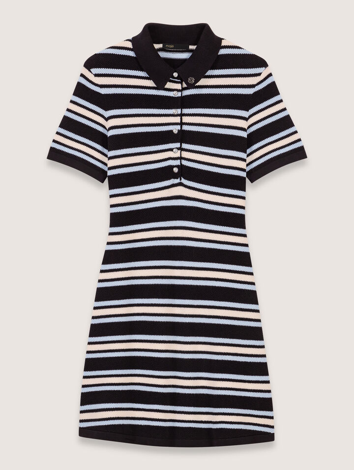 Gestreiftes Polokleid aus Strick