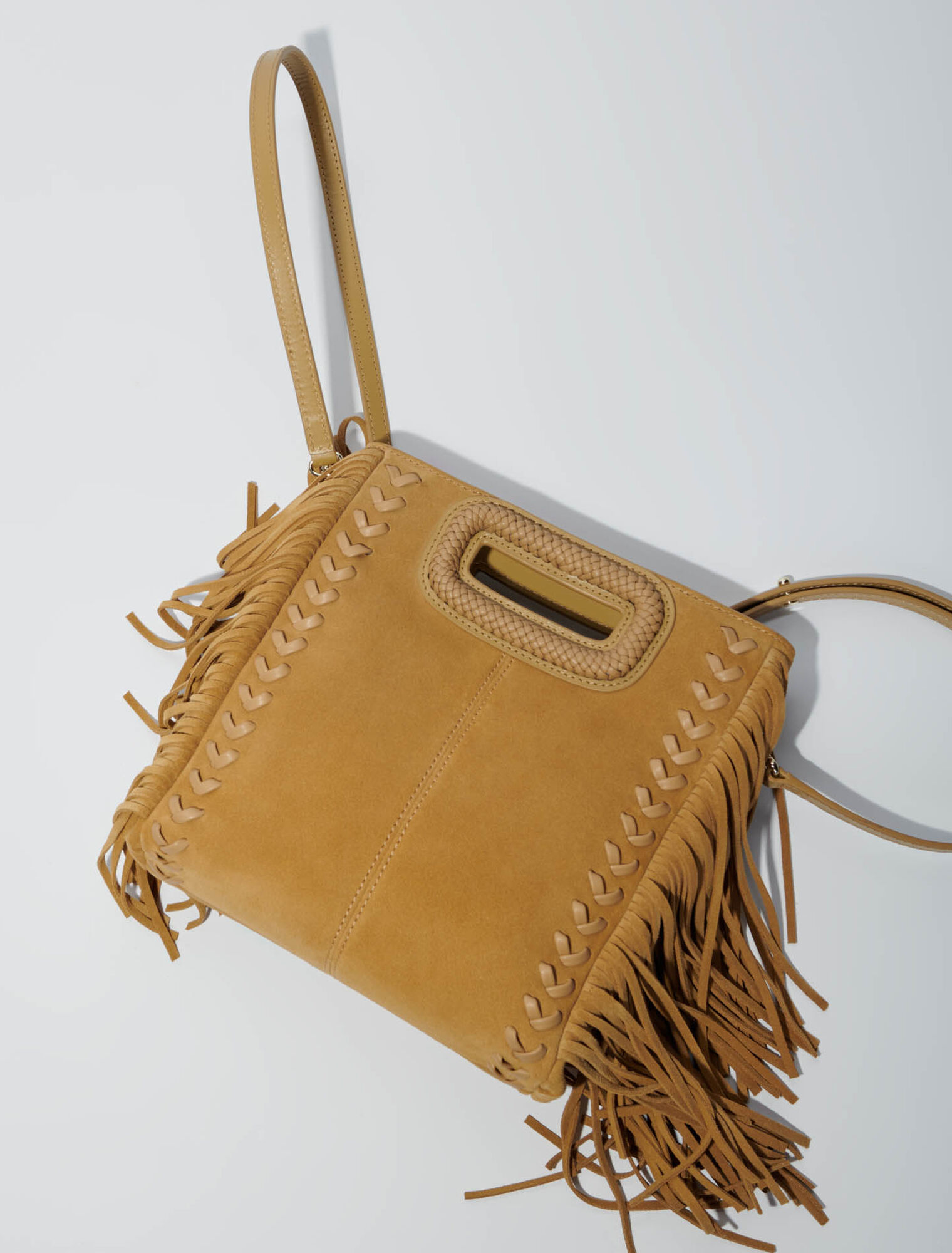 M-Tasche aus Velours Flechthenkel