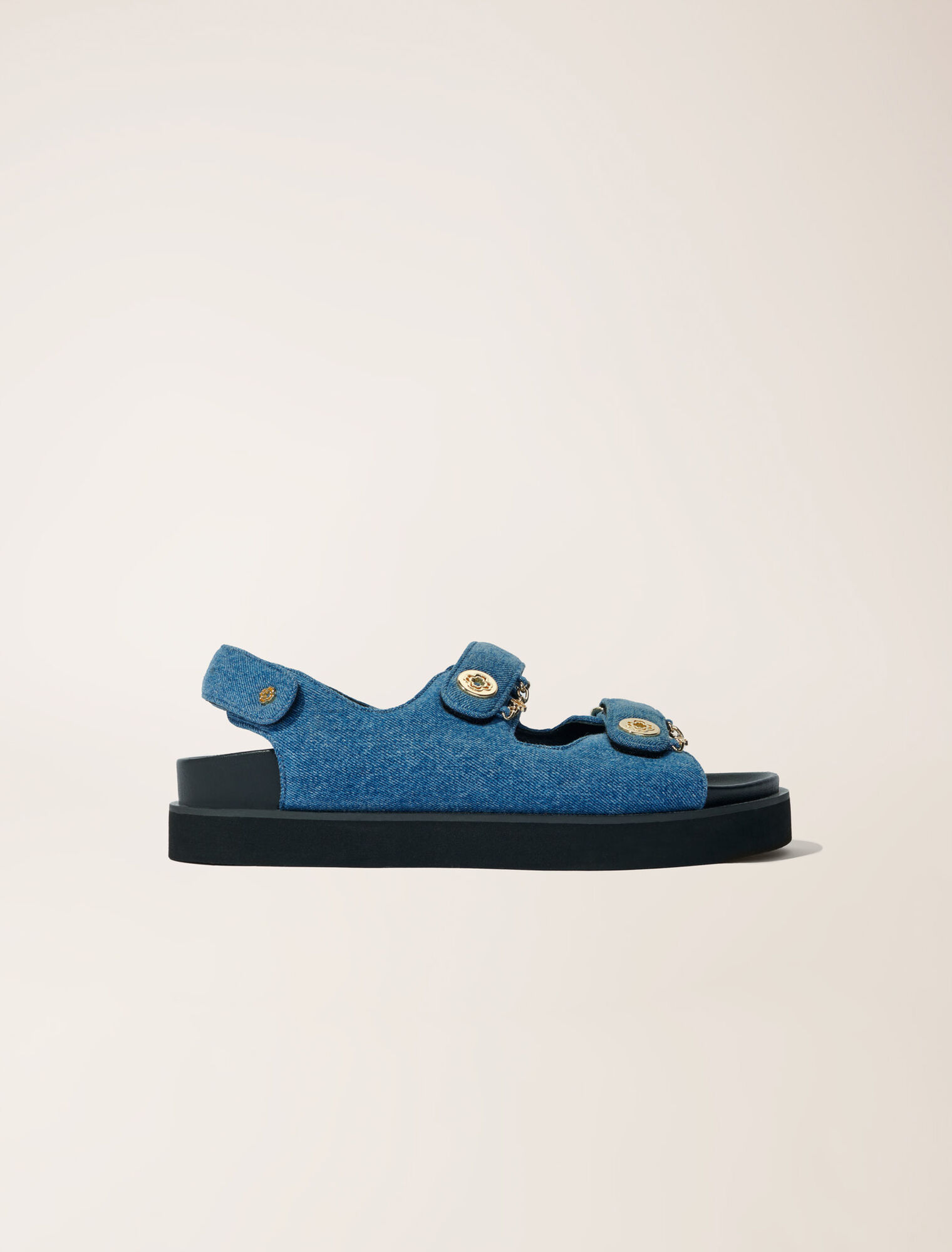 Flache Sandalen aus Denim