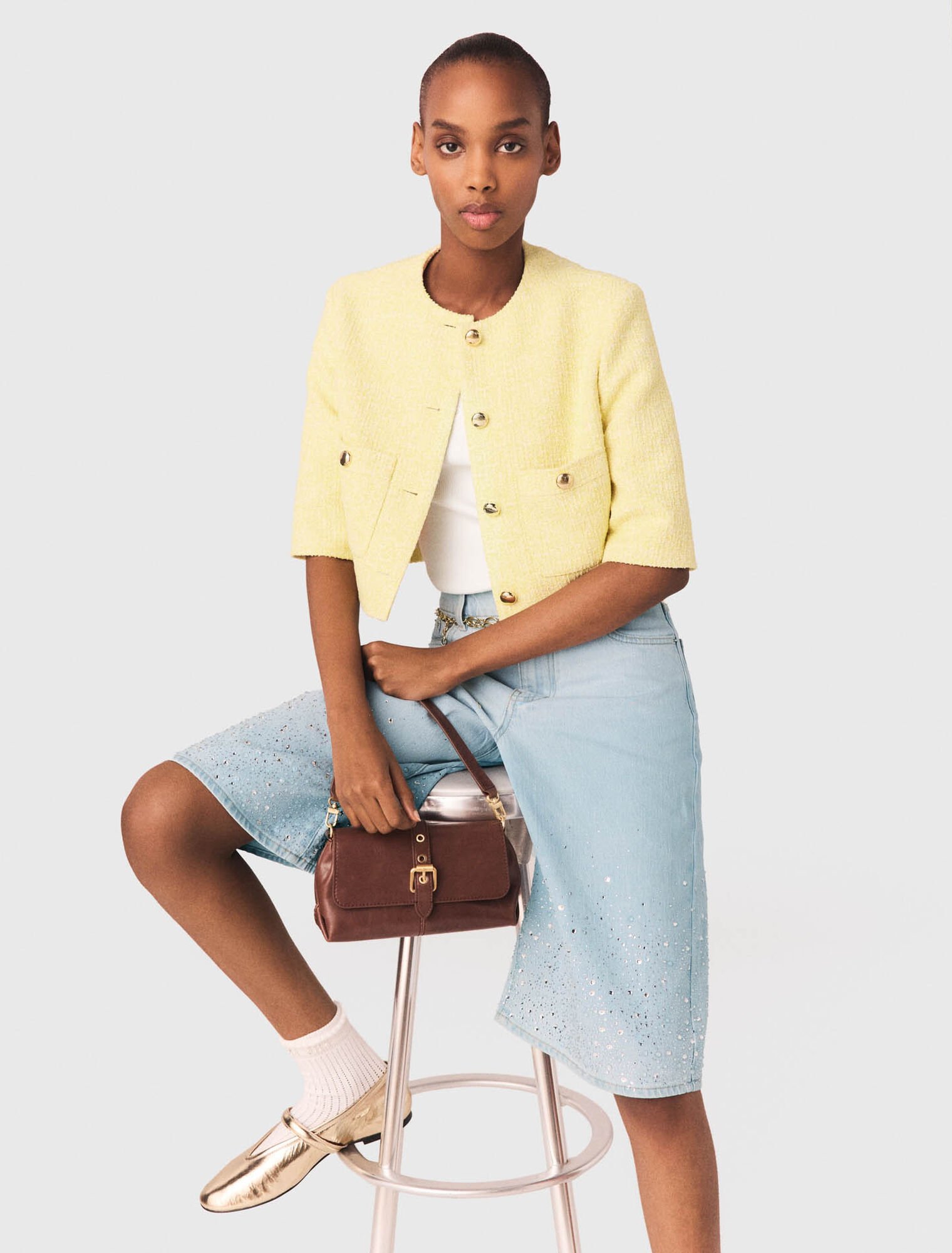 Kurz&auml;rmelige Tweed-Jacke