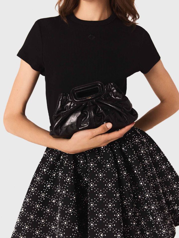Mini-Clutch aus Craquelé-Leder