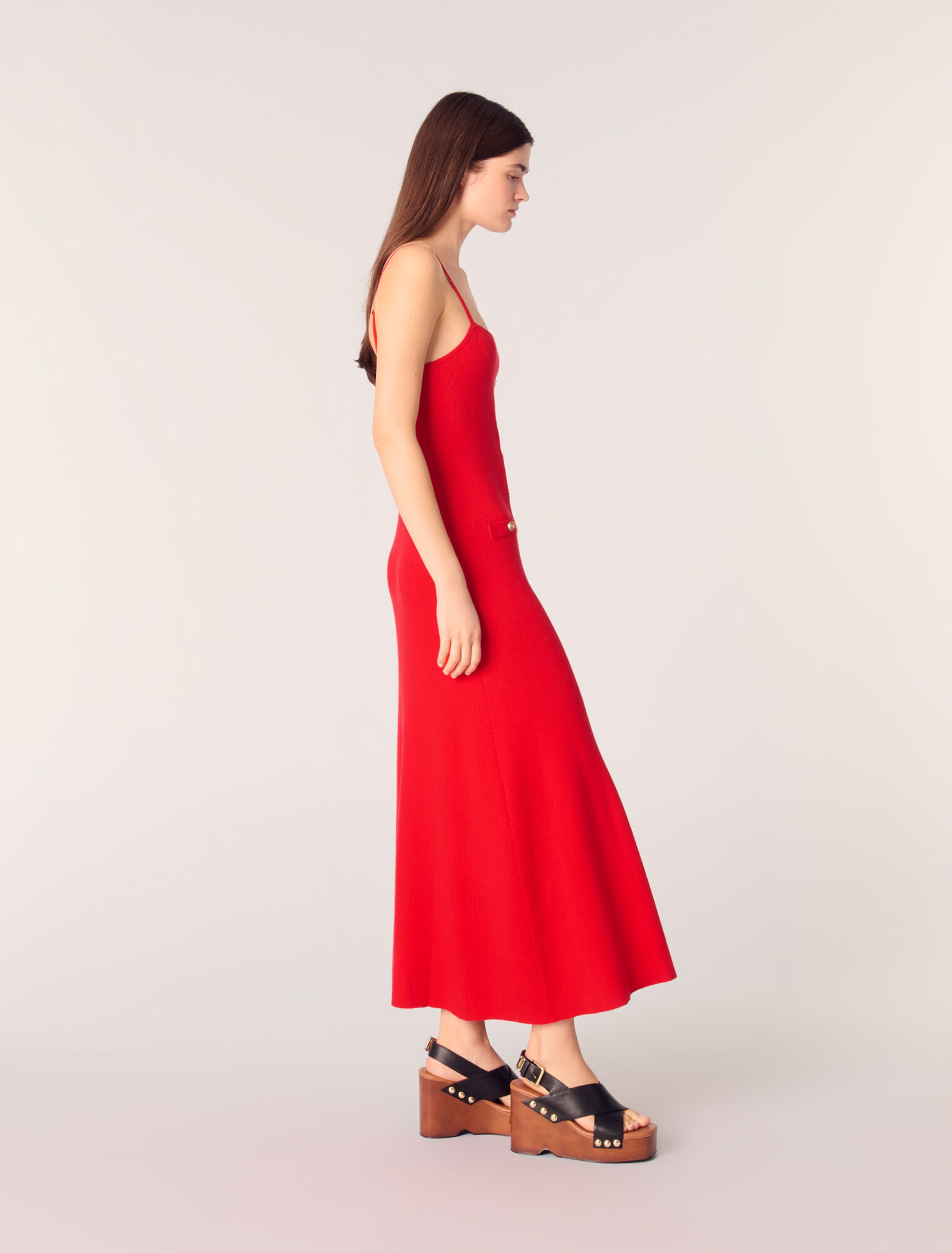 Langes Kleid aus Rippstrick