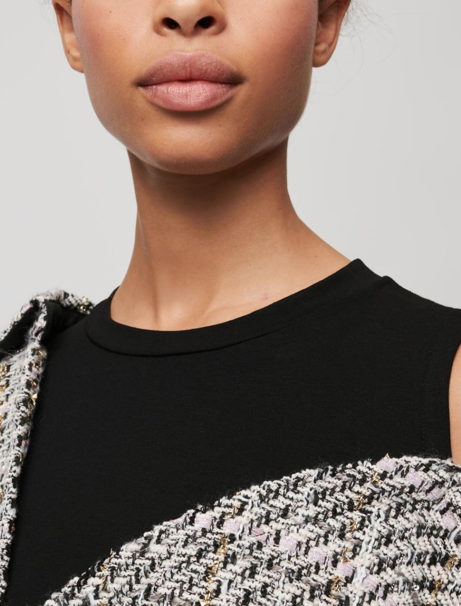 Trompe-l'oeil-Shirt in Tweed-Optik