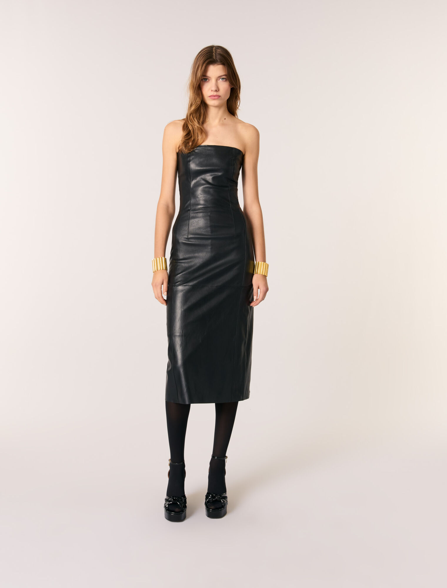Midi-Bustierkleid aus Stretch-Leder