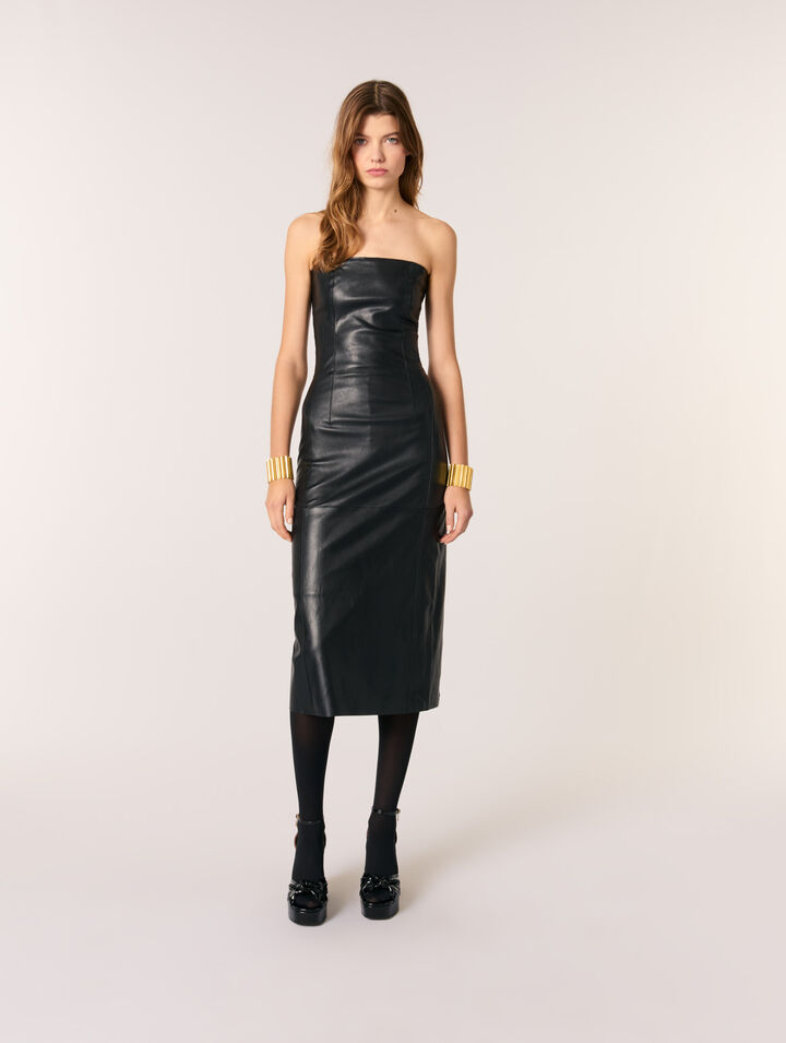 Midi-Bustierkleid aus Stretch-Leder