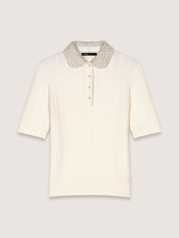 Strick-Poloshirt mit abnehmbarem