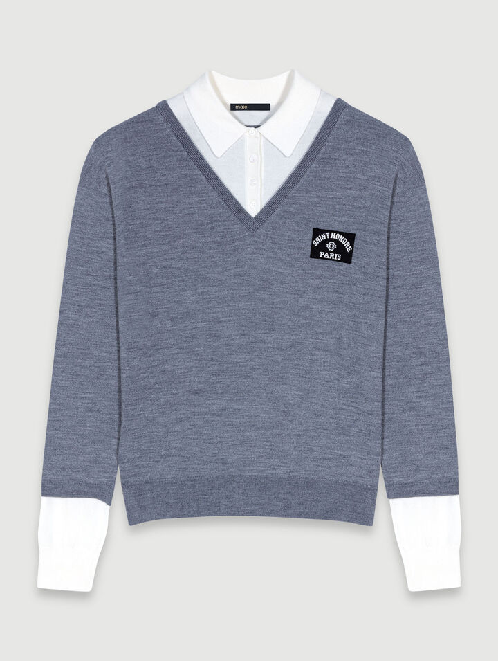 Trompe l'oeil-Pulli Wollmischgewebe