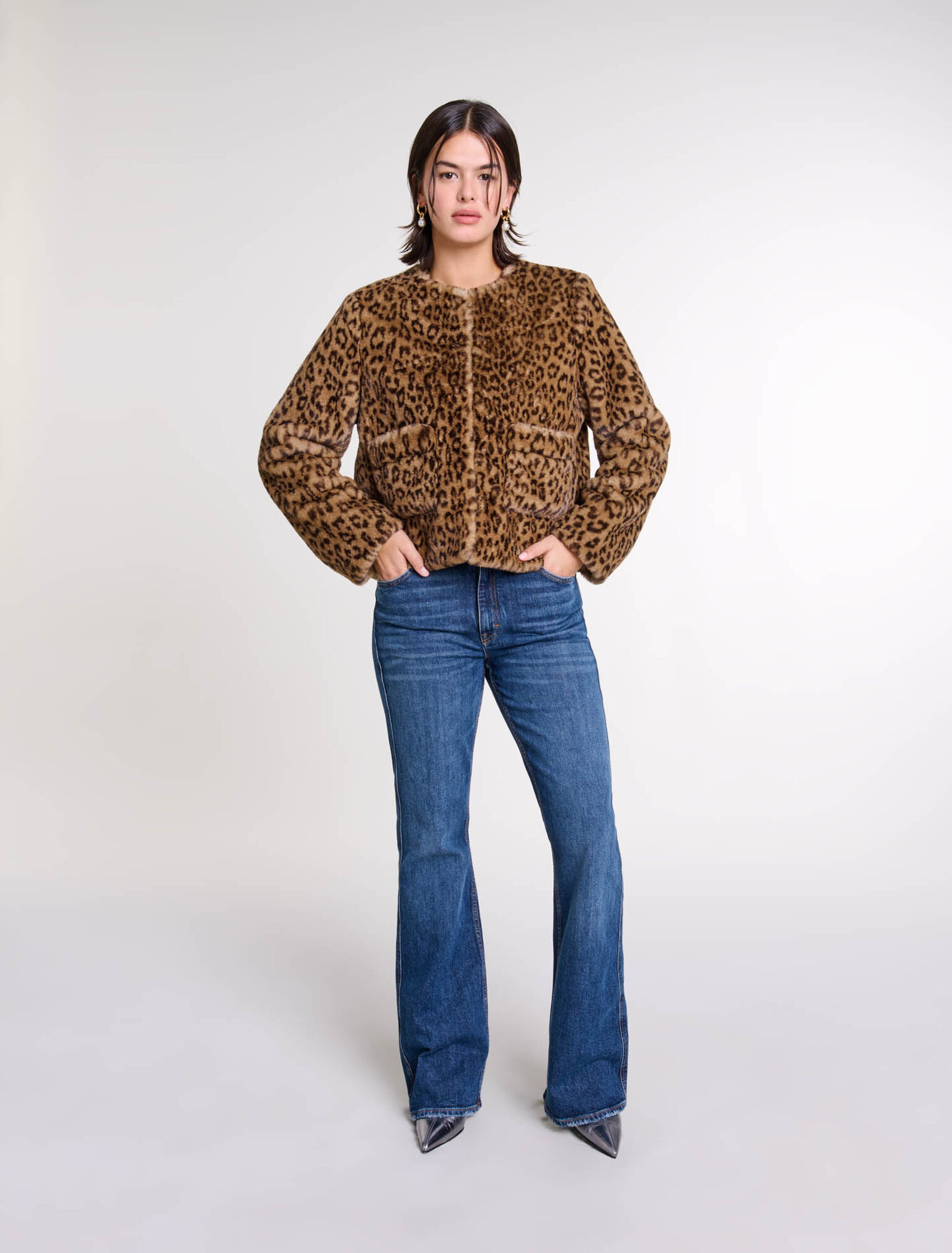 Kurze Kunstpelzjacke
