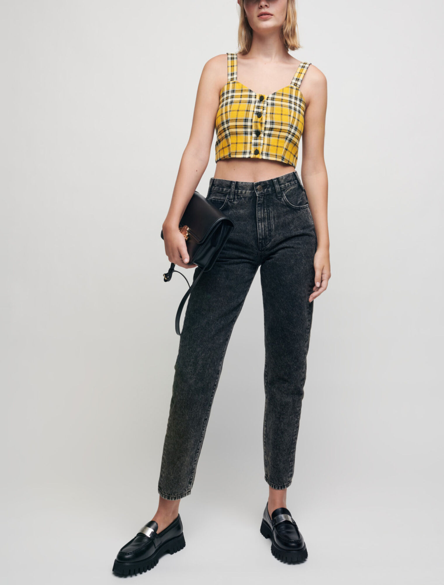 Crop Top mit Karos in Tartan-Optik