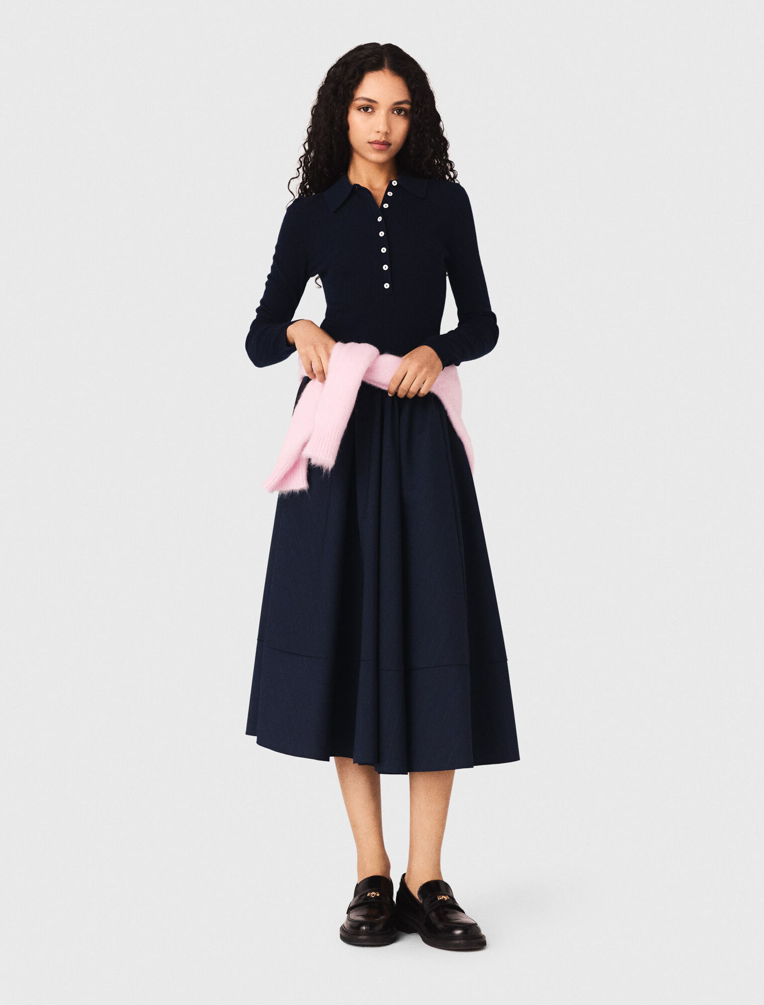 Rippstrickpullover mit Polokragen