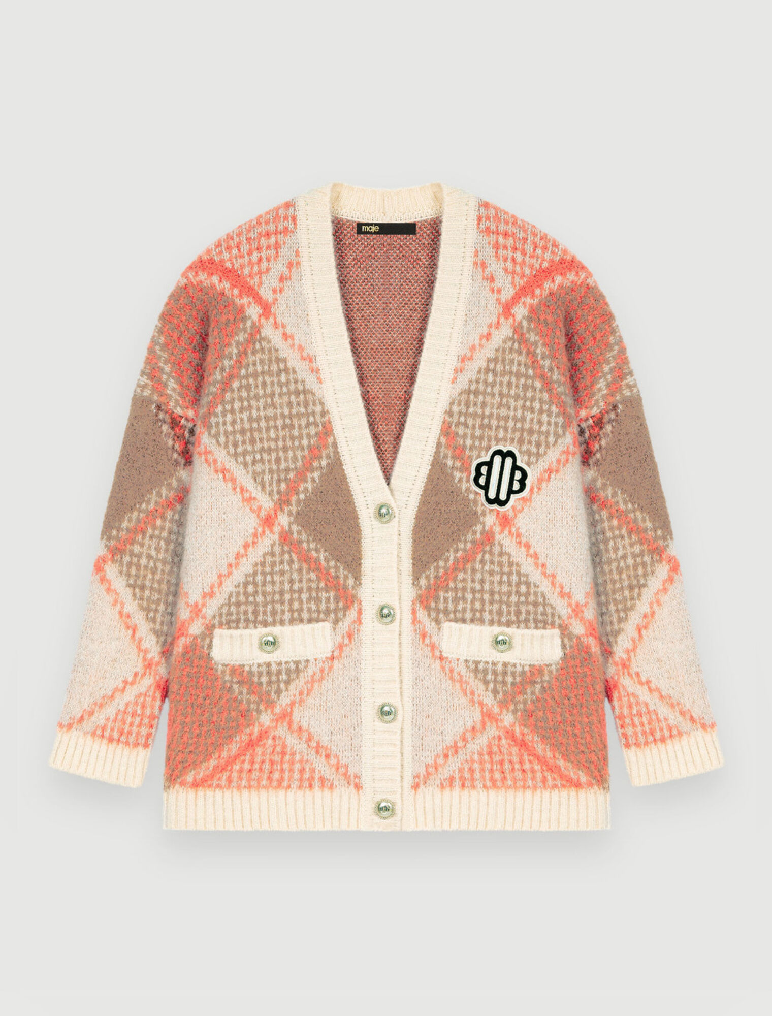 Fluffige Strickjacke aus Rauten-Jacquard