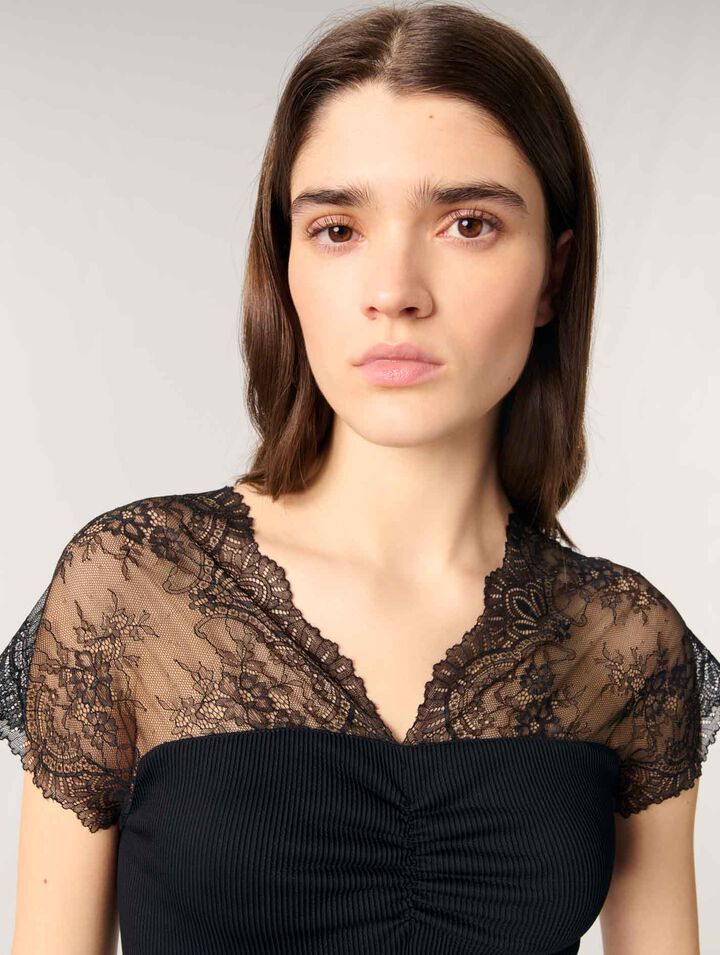 Spitzen Top aus Jersey