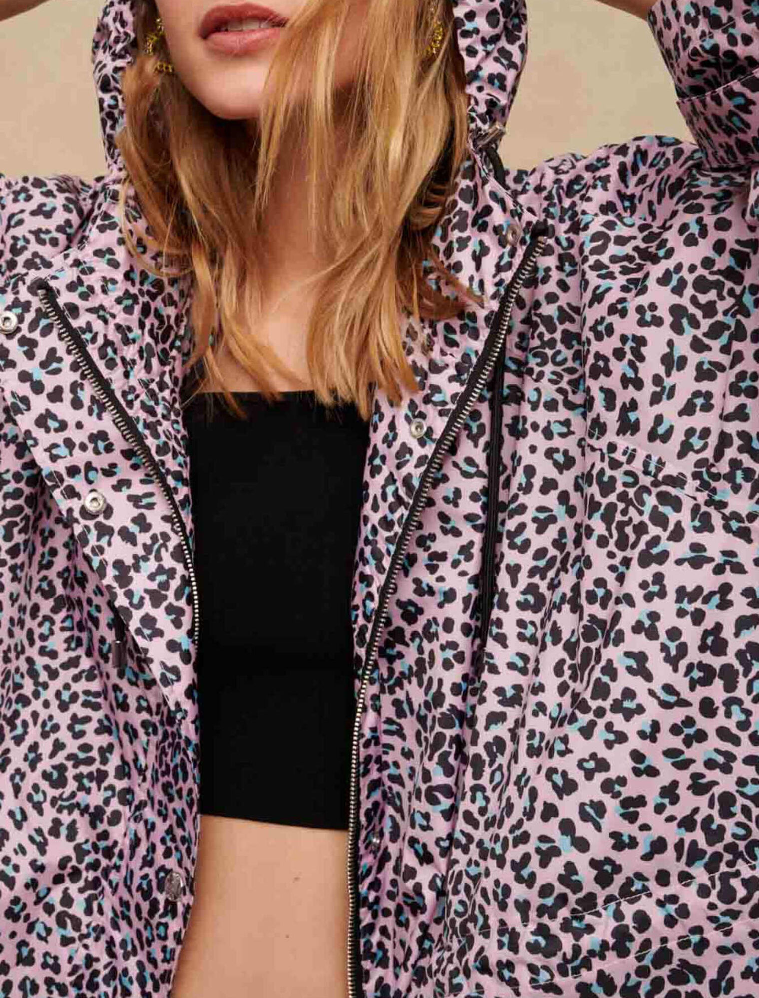 Wasserabweisender Mantel mit Leo-Print