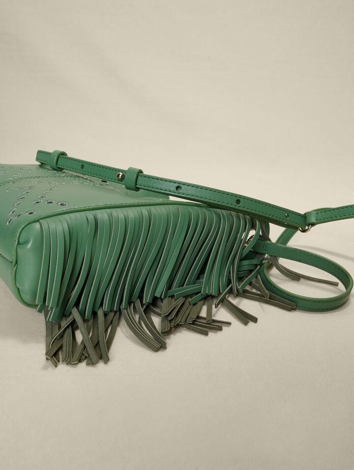 M-Tasche aus Leder mit Fransen