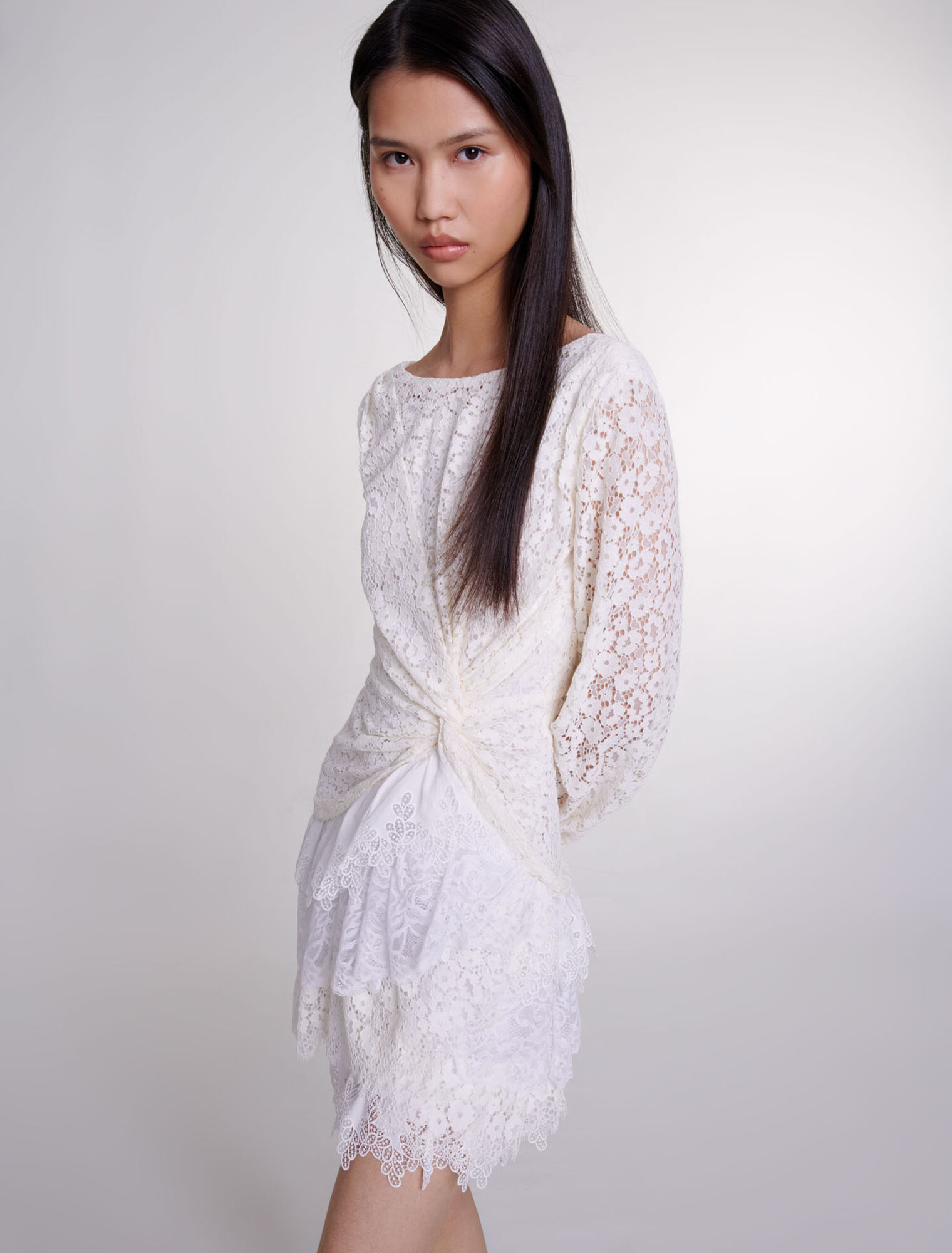 Drapiertes Spitzenkleid