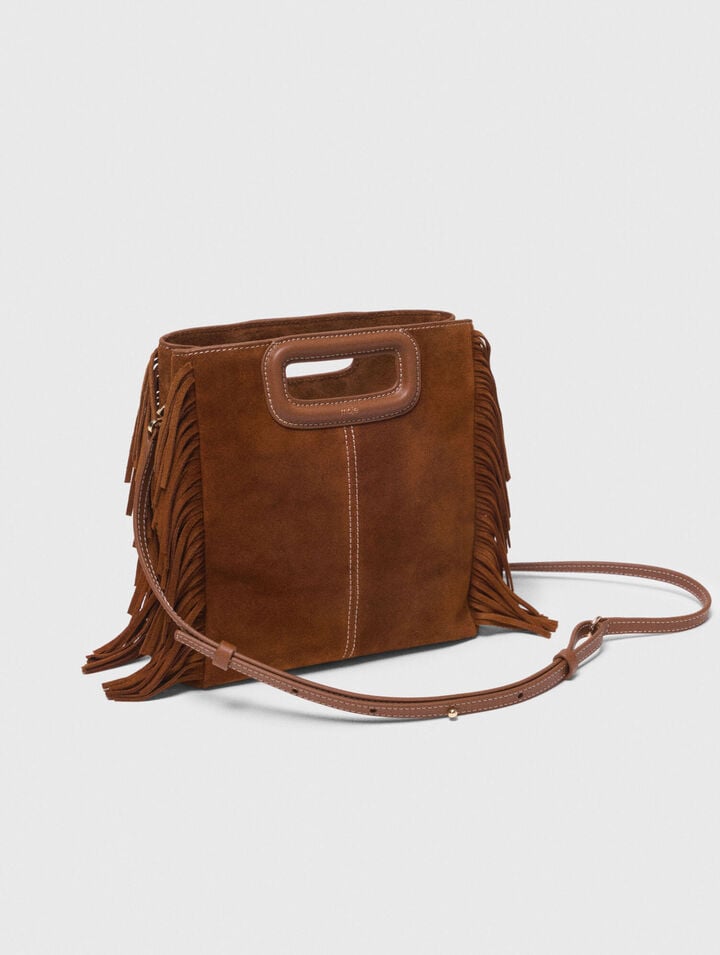 Gesteppte M-Tasche aus Veloursleder