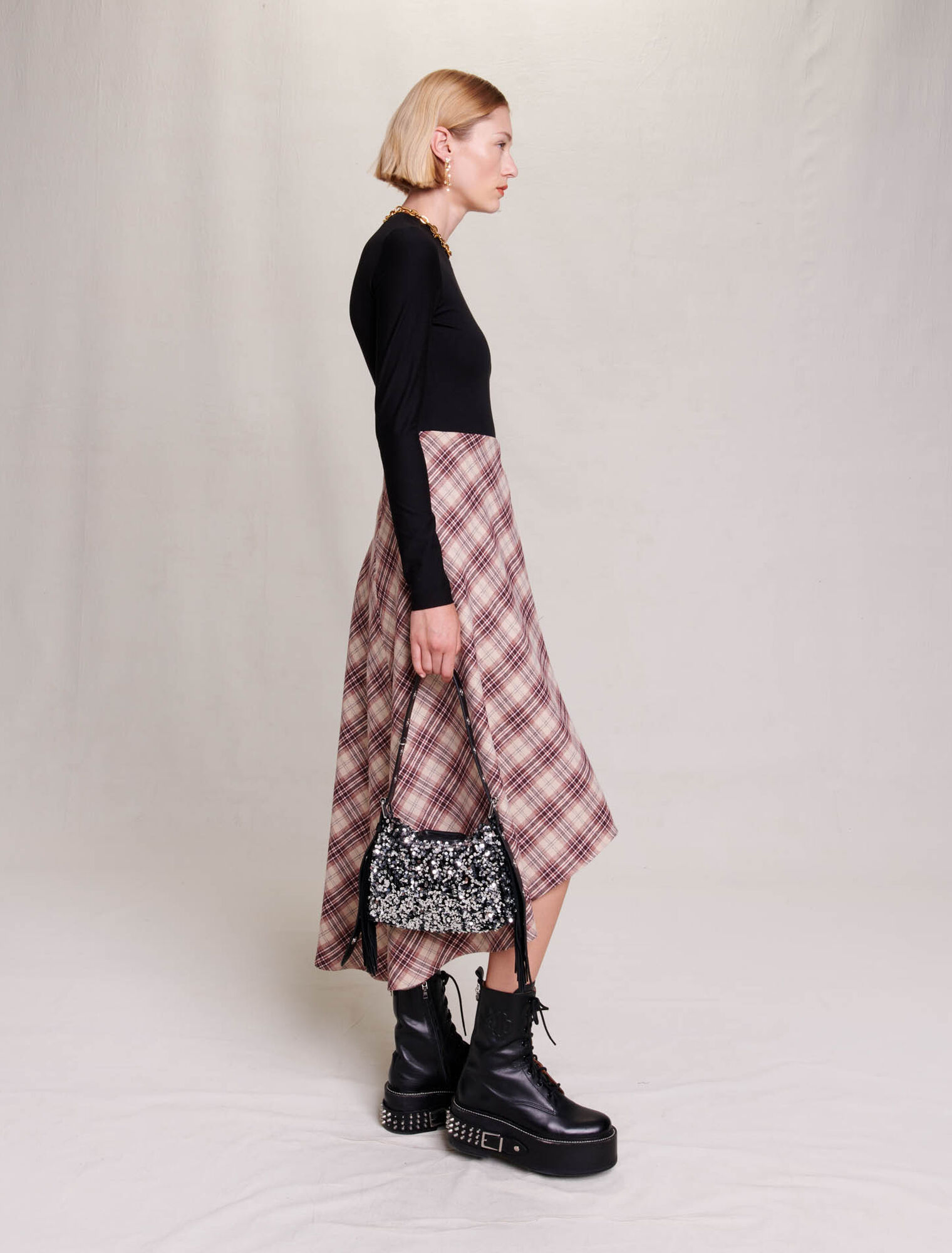 Asymmetrisches Flanellkleid