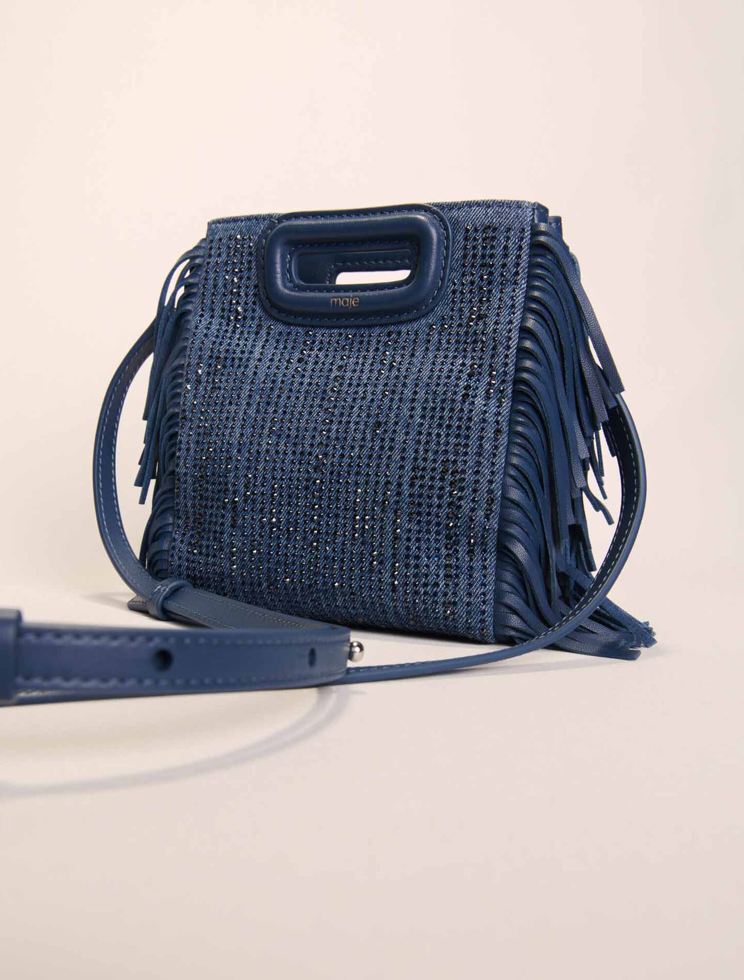 Tasche M Mini aus Denim mit Strass