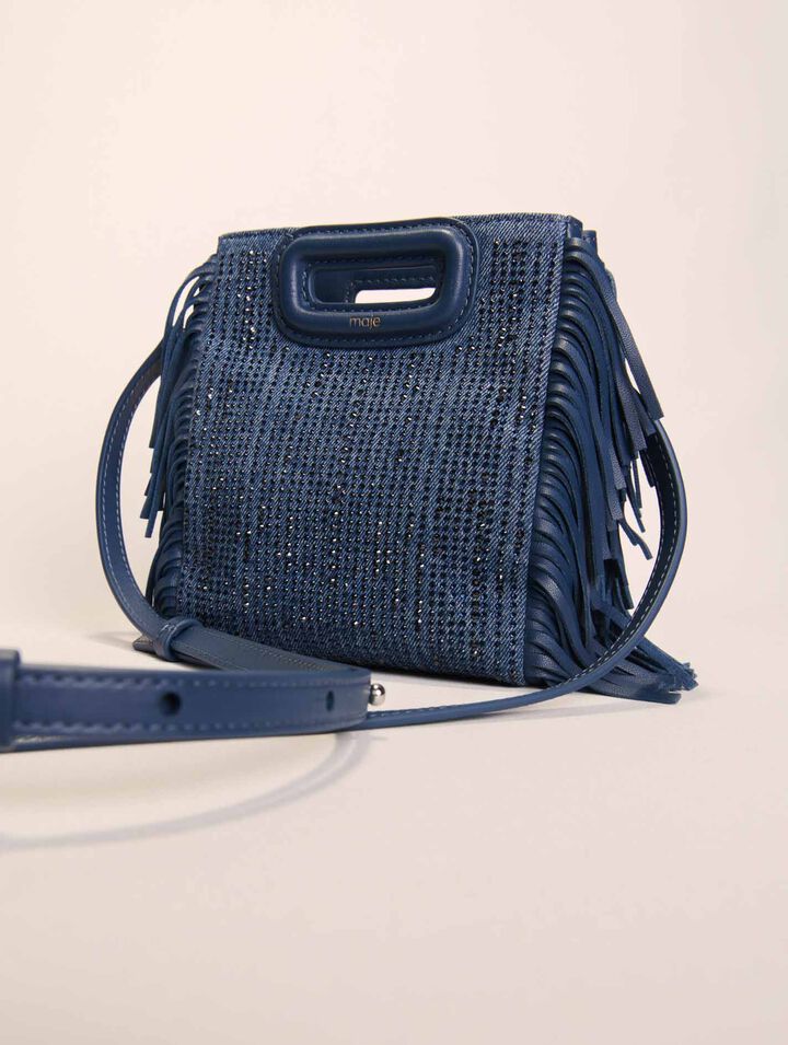 Tasche M Mini aus Denim mit Strass