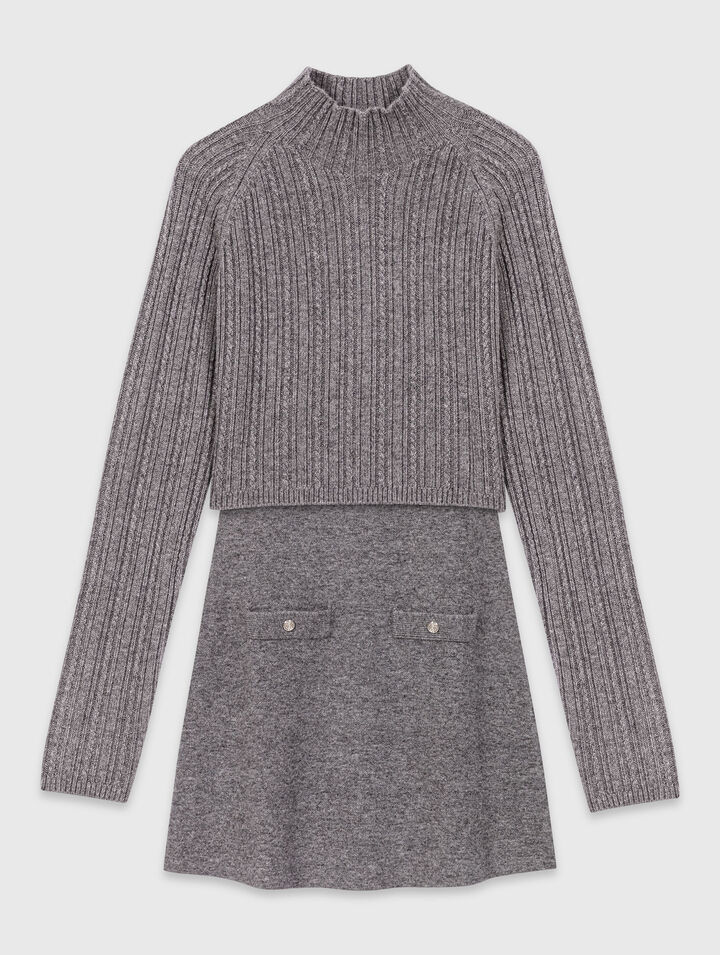 Strickkleid mit abnehmbarem Pullover