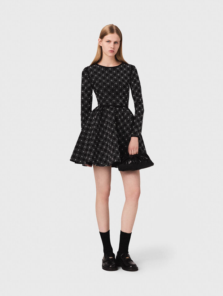 Skaterkleid mit Perlen und Strass