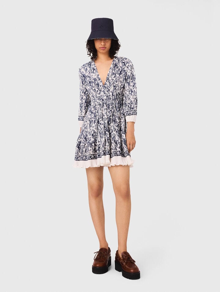 Plissiertes Kleid mit Print
