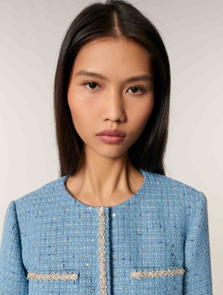 Kurze Tweedjacke mit Pailletten