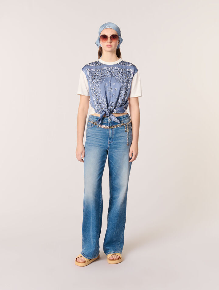 Geknotetes T-Shirt mit Print