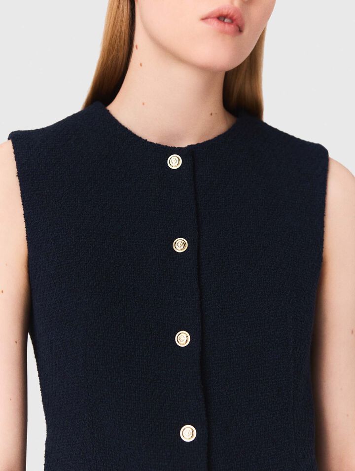 Lange ärmellose Tweedjacke