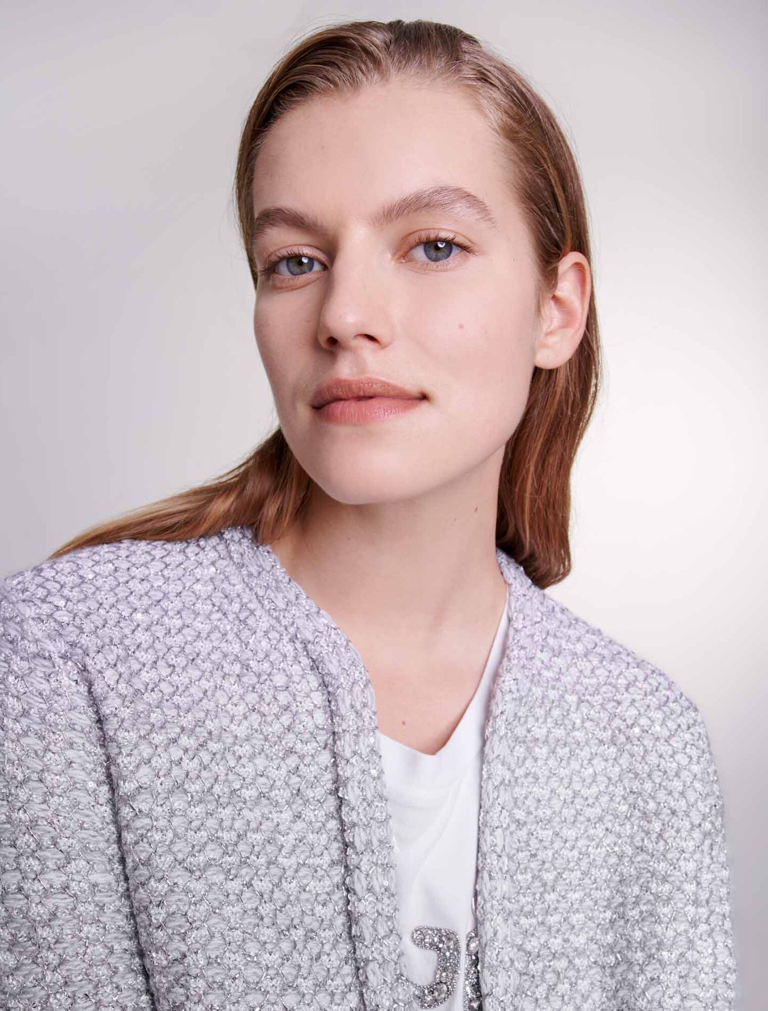 Strick-Cardigan in Tweed-Optik