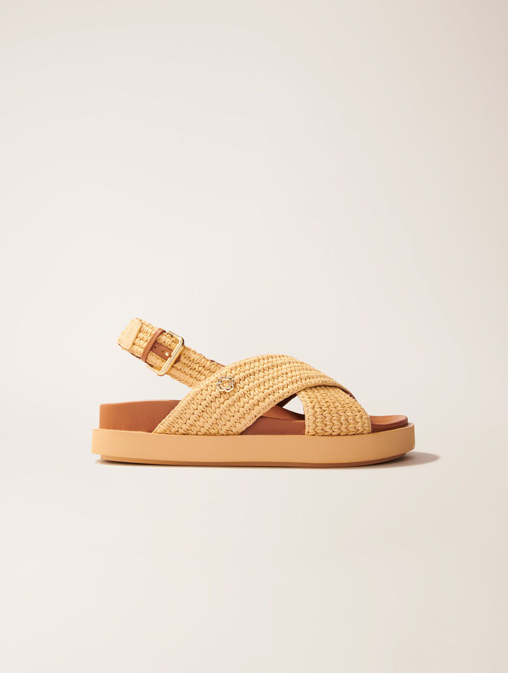 Flache Sandalen in Bastoptik